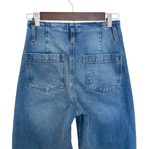 Zara High Rise Marine Wide Leg Crop Jeans 165/66A Size 4 - Picture 6 of 8